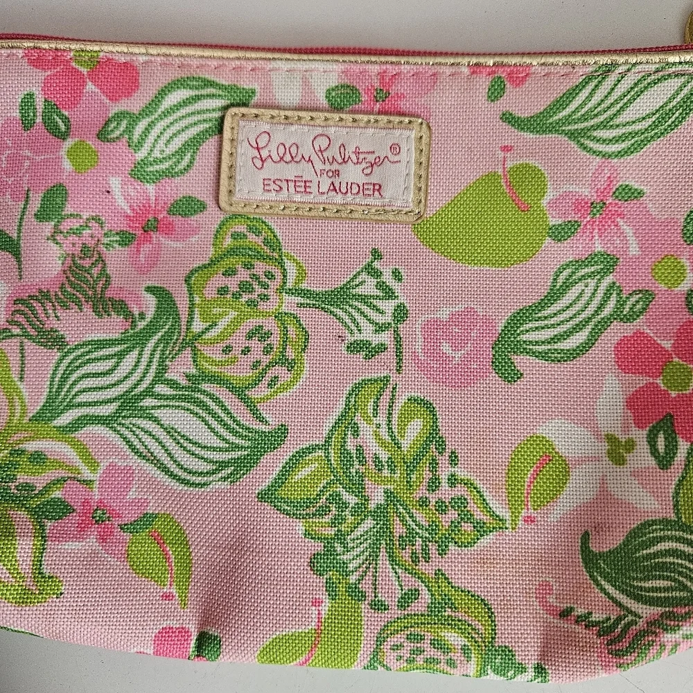 Lilly Pulitzer Estee Lauder Pink Floral Makeup Bag Pouch